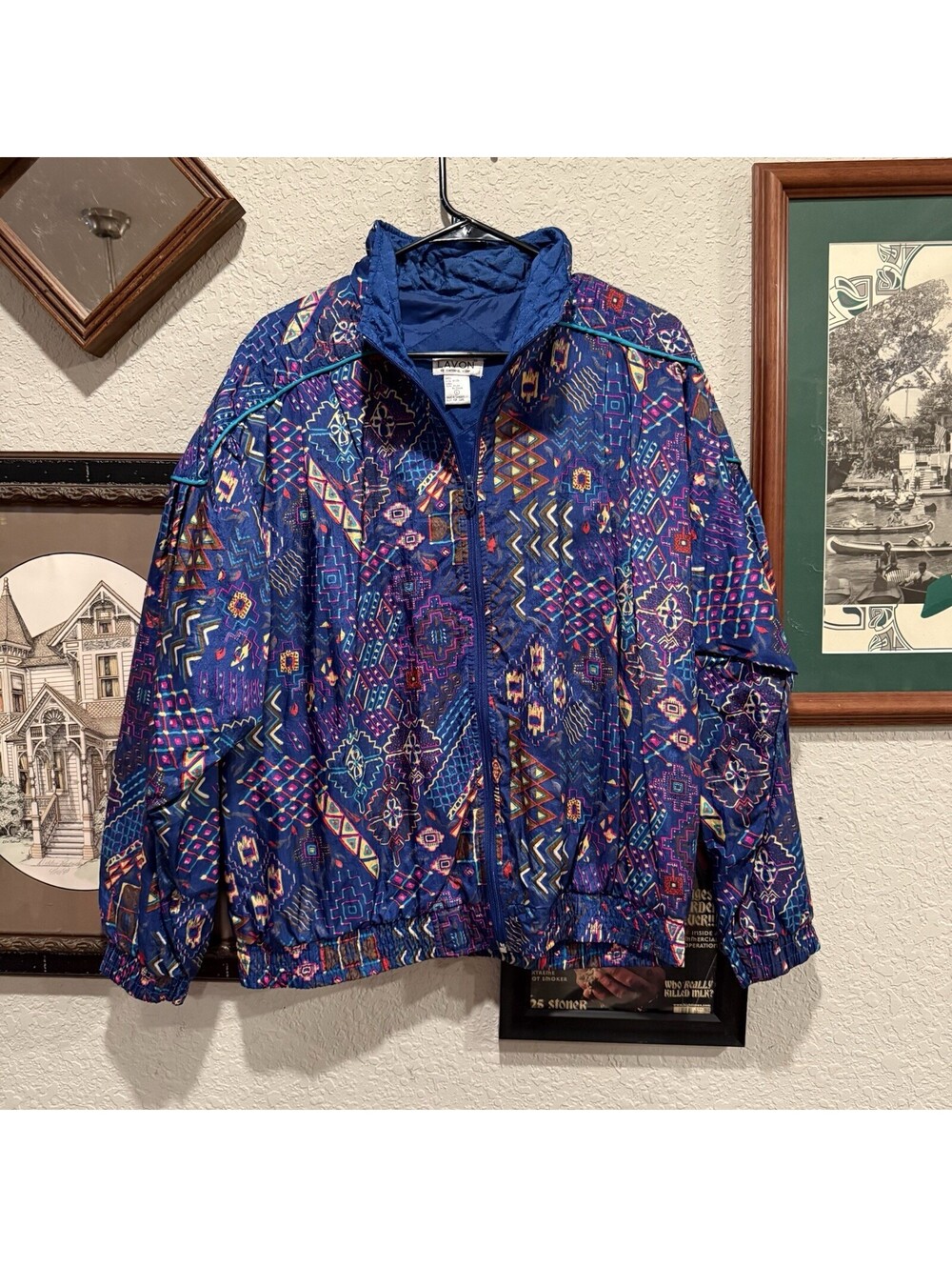 Vintage 80s/90s Colorful Lavon Designer Unisex Windbreaker Jacket Size Large